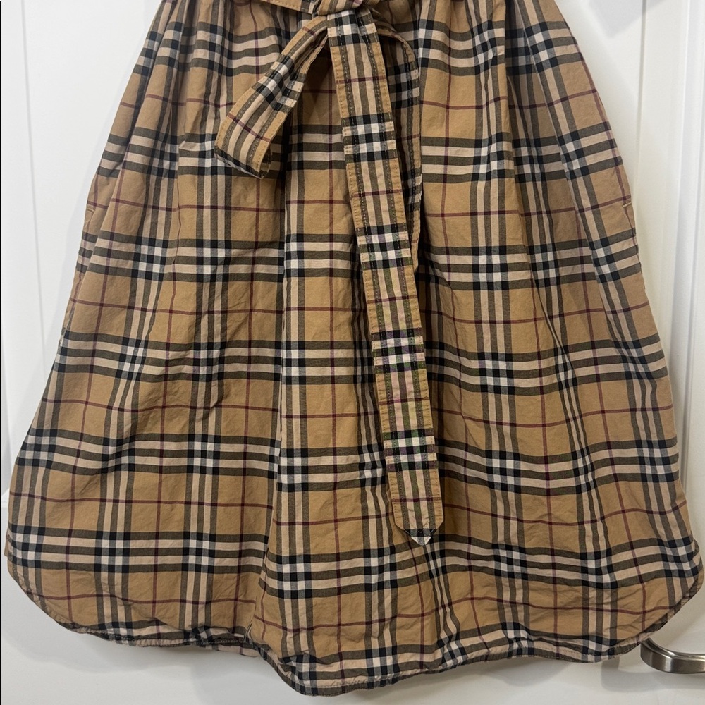 Burberry Shirt Dress NovaCheck Tan Black Plaid with Waist Tie Women’s US 6 EU 8 - Picture 4 of 12